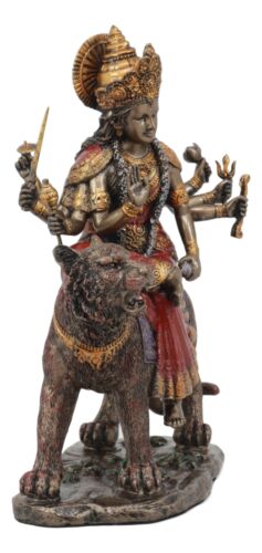 Ebros Gift The Invincible Eight Handed Hindu Goddess Durga Sitting On Bahan Tiger Statue