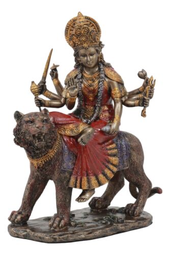 Ebros Gift The Invincible Eight Handed Hindu Goddess Durga Sitting On Bahan Tiger Statue