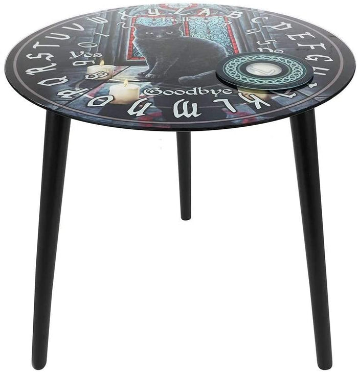 ebros gift The Sacred Cat Circle Artwork Glass Top Spirit Ouija Board Small Table Decor