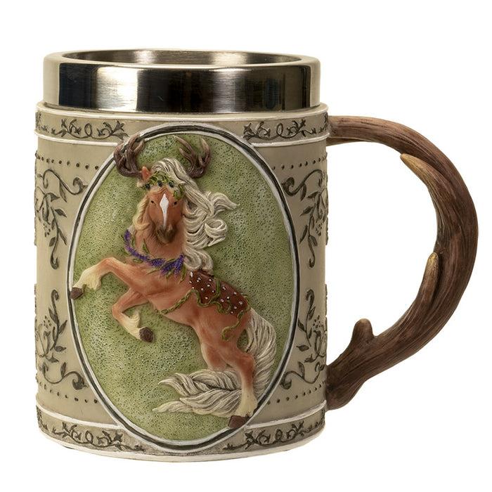 Ebros Gift The Trail Of Painted Ponies Forest Spirit Antler Deer Steed Horse Tankard Mug