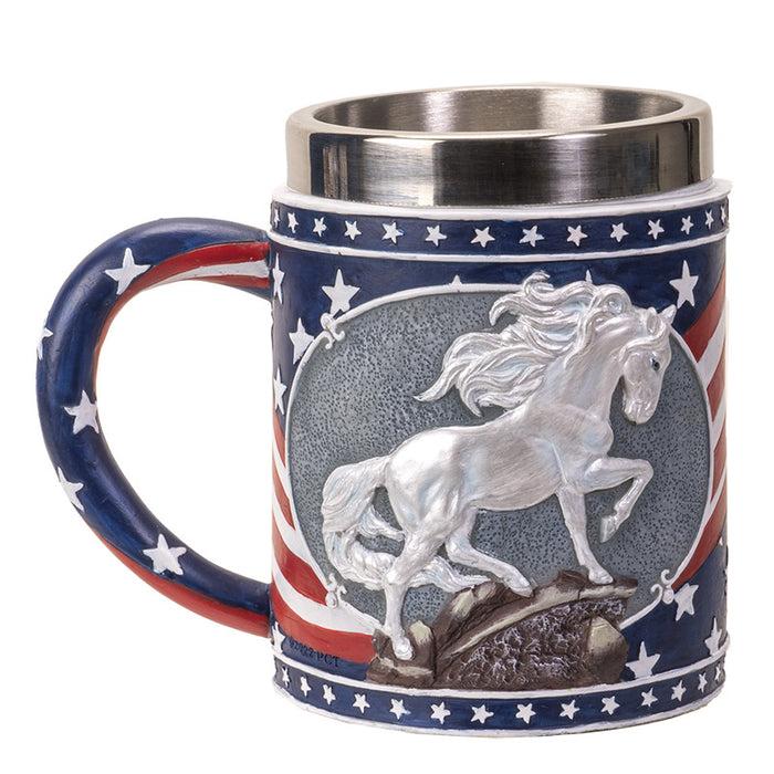 ebros gift The Trail Of Painted Ponies Unconquered American Flag Patriot Horse Tankard Mug