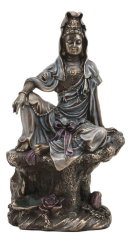 Ebros Gift The Water And Moon Goddess Kuan Yin Bodhisattva Statue In Bronzed Resin 7"Tall
