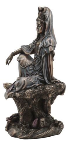 Ebros Gift The Water And Moon Goddess Kuan Yin Bodhisattva Statue In Bronzed Resin 7"Tall