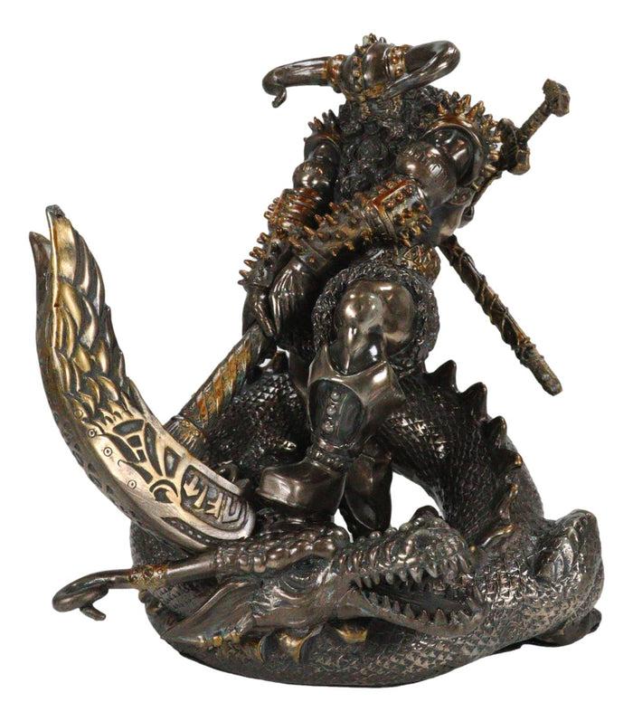 Ebros Gift Thor Ragnarok Figurine Norse Donar Slaying Midgard Dragon With Mjolnir Hammer