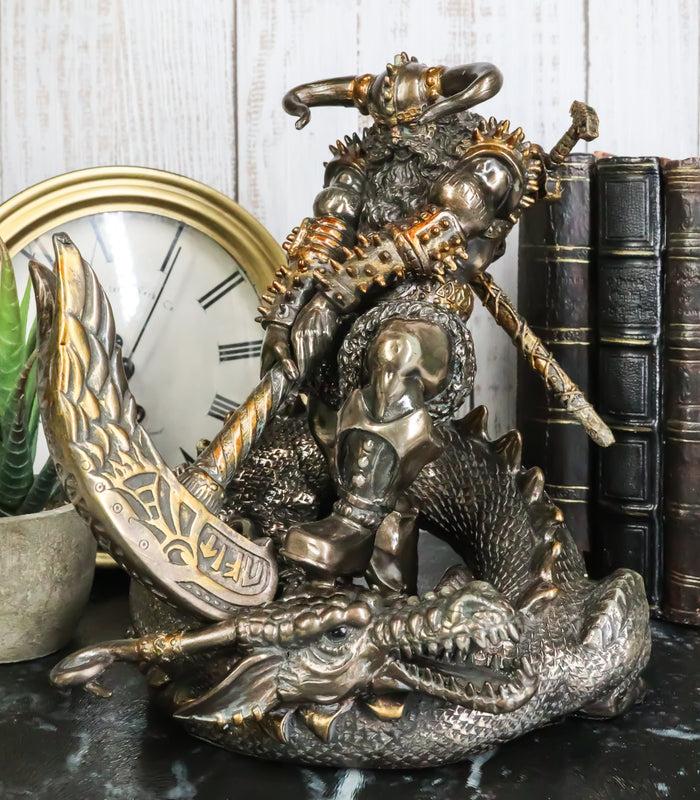 ebros gift Thor Ragnarok Figurine Norse Donar Slaying Midgard Dragon With Mjolnir Hammer