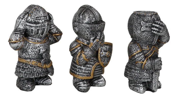 Ebros Gift Three Wise Medieval Crusader Knights See Hear Speak No Evil Suit Of Armor Set