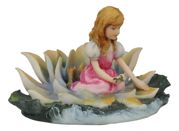 Ebros Gift Thumbelina Of Lilies Girl Fairy Sitting On Water Lily Flower In Pond Figurine