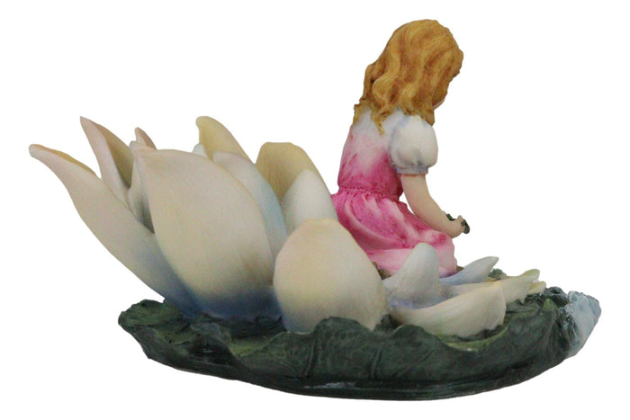 Ebros Gift Thumbelina Of Lilies Girl Fairy Sitting On Water Lily Flower In Pond Figurine