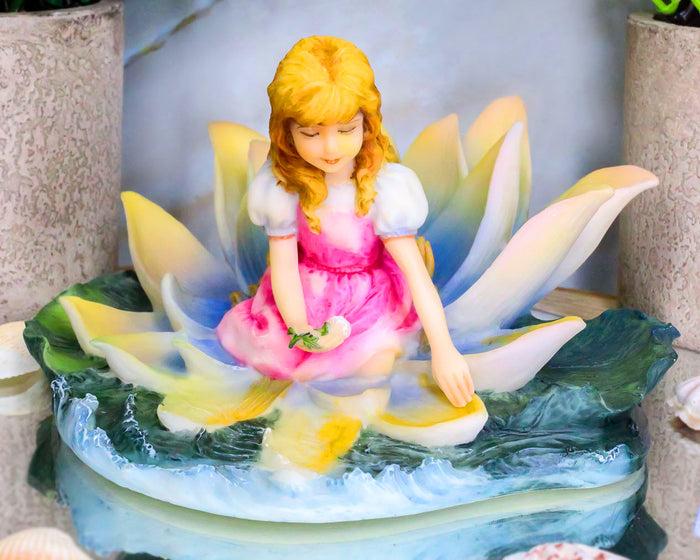 ebros gift Thumbelina Of Lilies Girl Fairy Sitting On Water Lily Flower In Pond Figurine