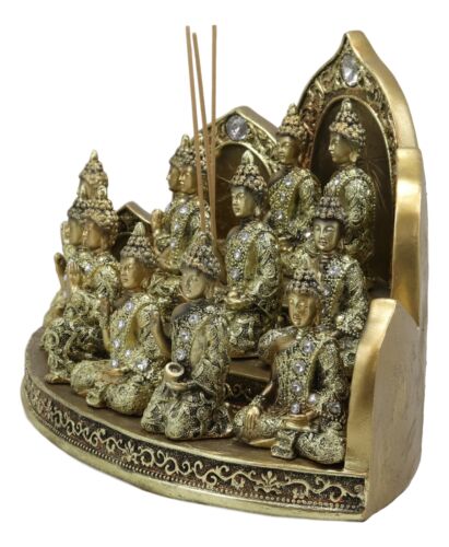 Ebros Gift Tibetan Buddhism Altar Shrine Incense Holder Display With 12 Mini Buddhas Set