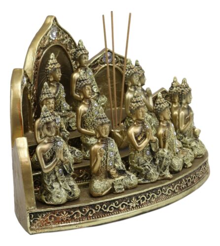 Ebros Gift Tibetan Buddhism Altar Shrine Incense Holder Display With 12 Mini Buddhas Set