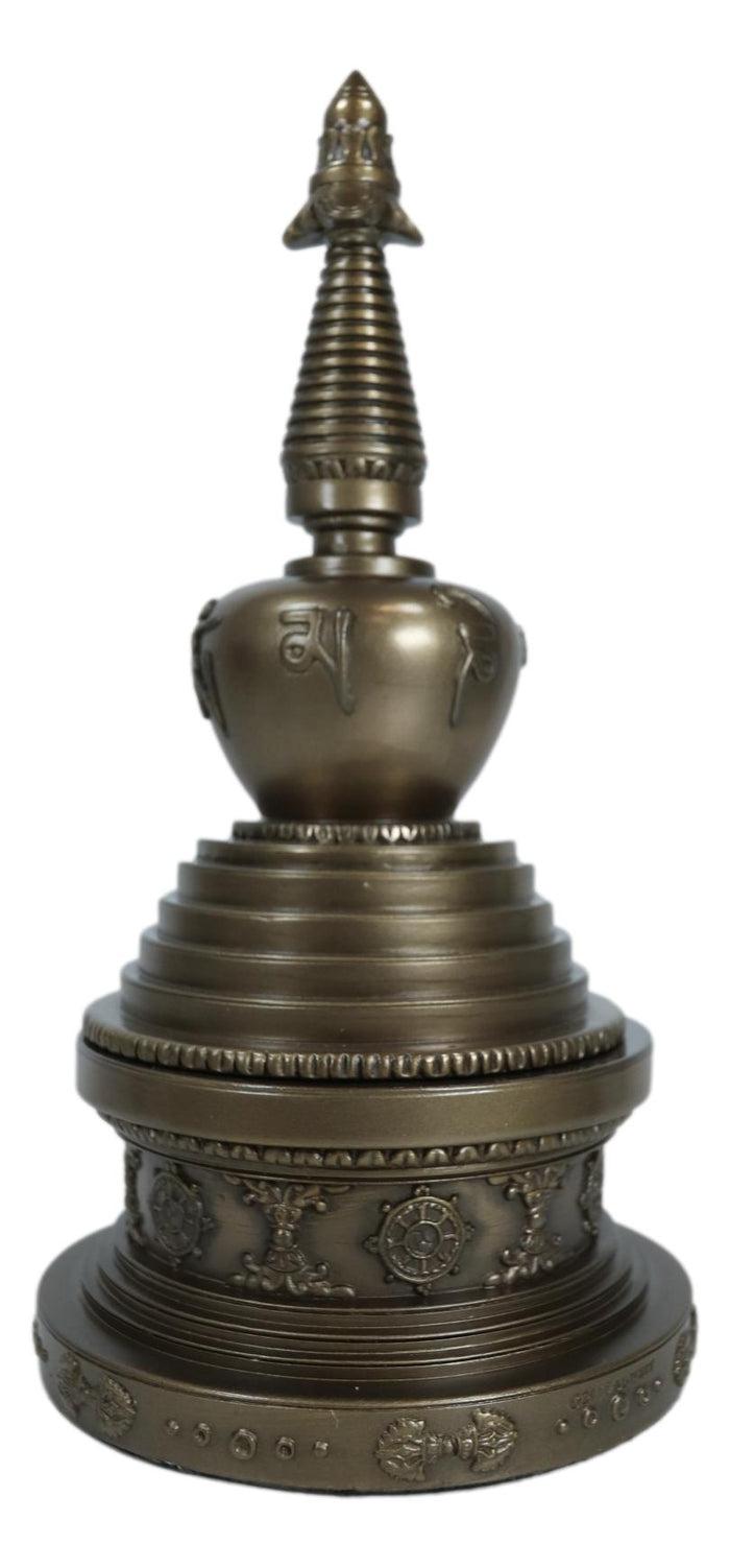 Ebros Gift Tibetan Buddhism Buddha Nirvana Meditation Round Stupa Jewelry Box Statue