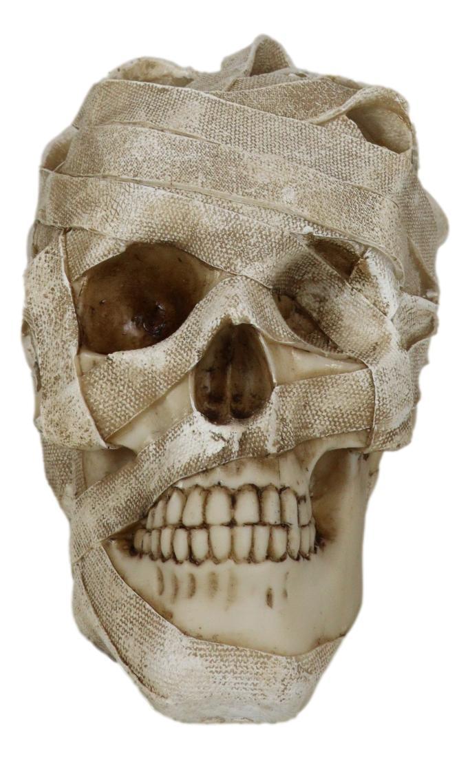 Ebros Gift Tomb Of Egypt Mummy Sarcophagus Skull With Multicolor Glowing LED Light Figurine