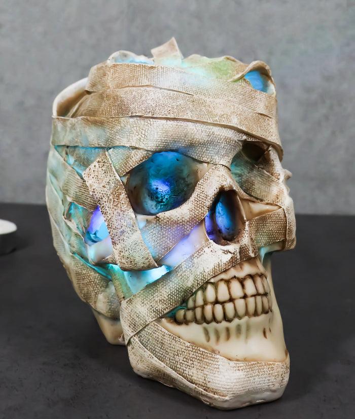 ebros gift Tomb Of Egypt Mummy Sarcophagus Skull With Multicolor Glowing LED Light Figurine