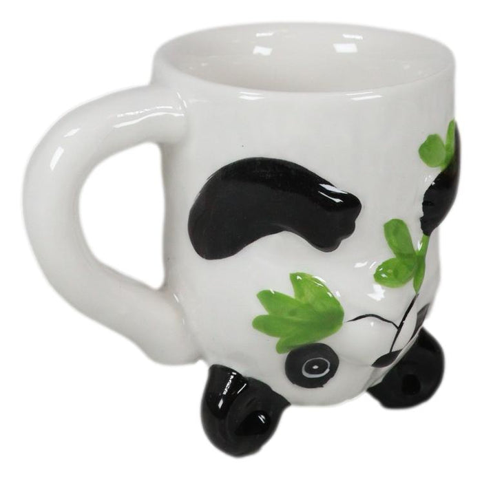 Ebros Gift Topsy Turvy Ceramic Giant Asian Panda Bear Latte Juice Dessert Mini Mug Cup
