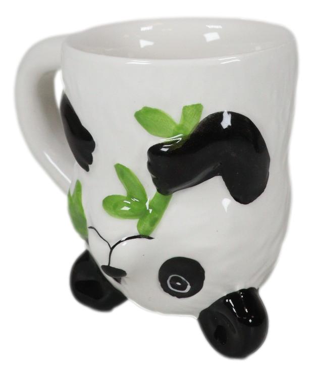Ebros Gift Topsy Turvy Ceramic Giant Asian Panda Bear Latte Juice Dessert Mini Mug Cup