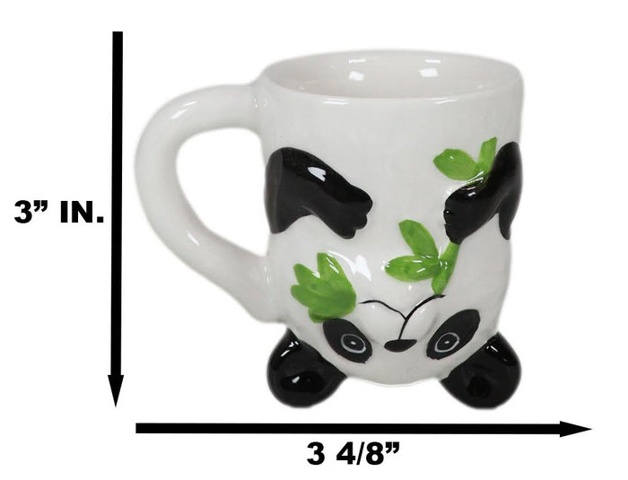 Ebros Gift Topsy Turvy Ceramic Giant Asian Panda Bear Latte Juice Dessert Mini Mug Cup