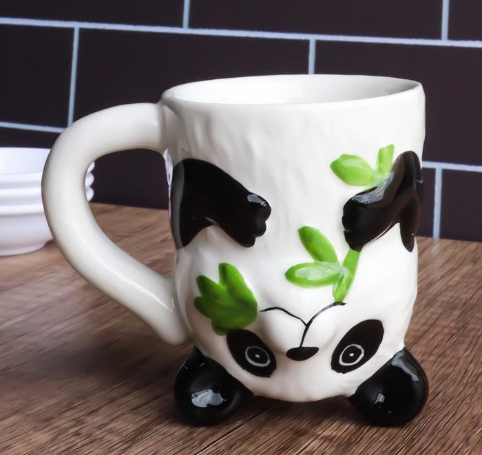 ebros gift Topsy Turvy Ceramic Giant Asian Panda Bear Latte Juice Dessert Mini Mug Cup