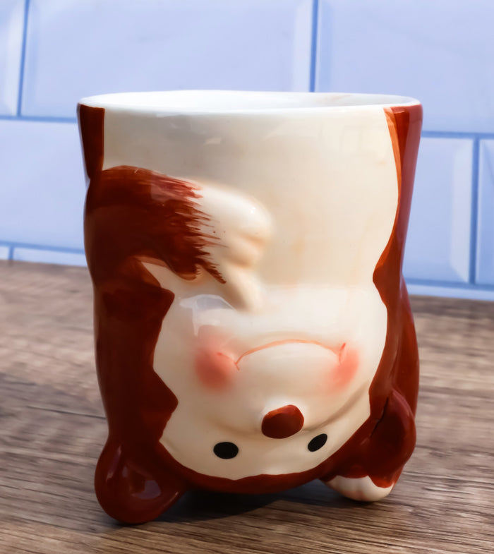 ebros gift Topsy Turvy Ceramic Rainforest Baby Ape Monkey Latte Juice Dessert Mini Mug Cup