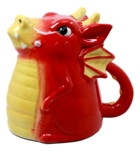 Ebros Gift Topsy Turvy Ceramic Red Pyre Dragon Coffee Mug Drink Cup 11oz Collectible