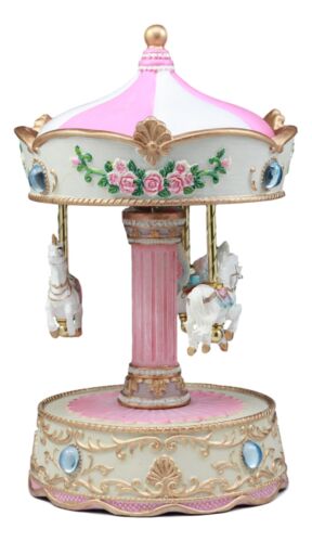 Ebros Gift "Toyland" Carnival Merry Go Round Unicorns Pegasus Horse Musical Carousel Statue