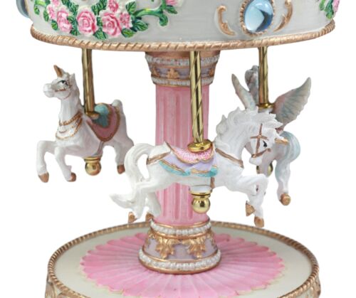 Ebros Gift "Toyland" Carnival Merry Go Round Unicorns Pegasus Horse Musical Carousel Statue