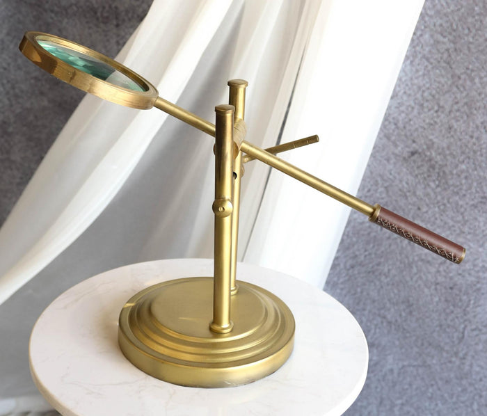 ebros gift Traditional Gold Finish Desktop Aluminum Adjustable Magnifier Magnifying Glass