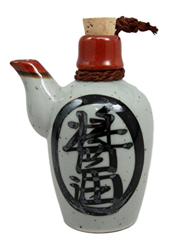 Ebros Gift Traditional Japanese Tenmoku Porcelain Soy Sauce Condiment Dispenser Flask 6oz
