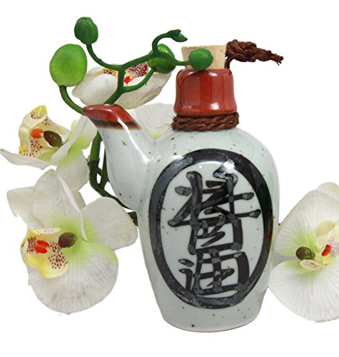 ebros gift Traditional Japanese Tenmoku Porcelain Soy Sauce Condiment Dispenser Flask 6oz