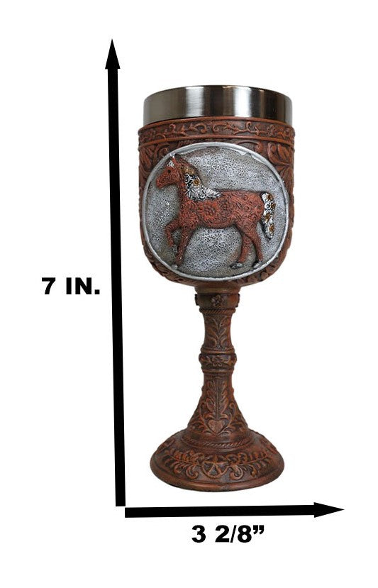 Ebros Gift Trail Of Painted Ponies Carved In History Floral Patterns Horse Wine Goblet