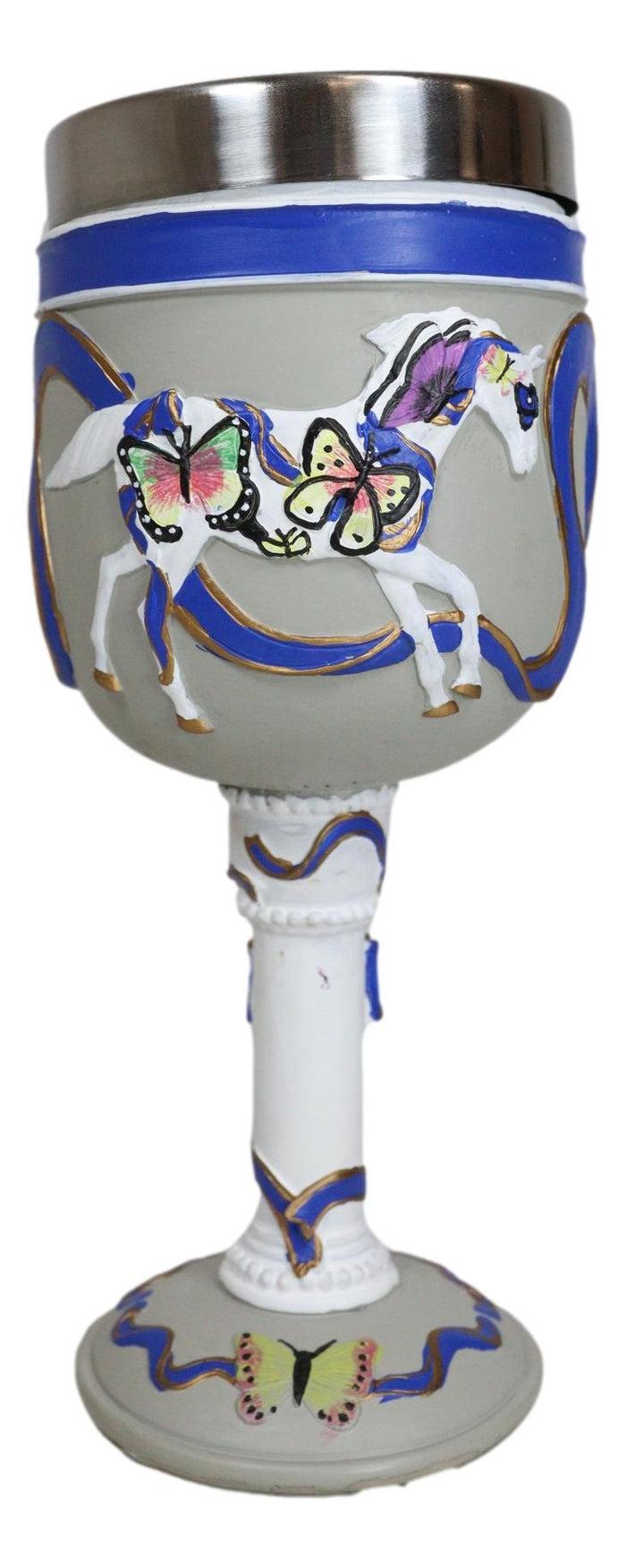 Ebros Gift Trail Of Painted Ponies Earth Angels Pony With Butterflies Horse Wine Goblet