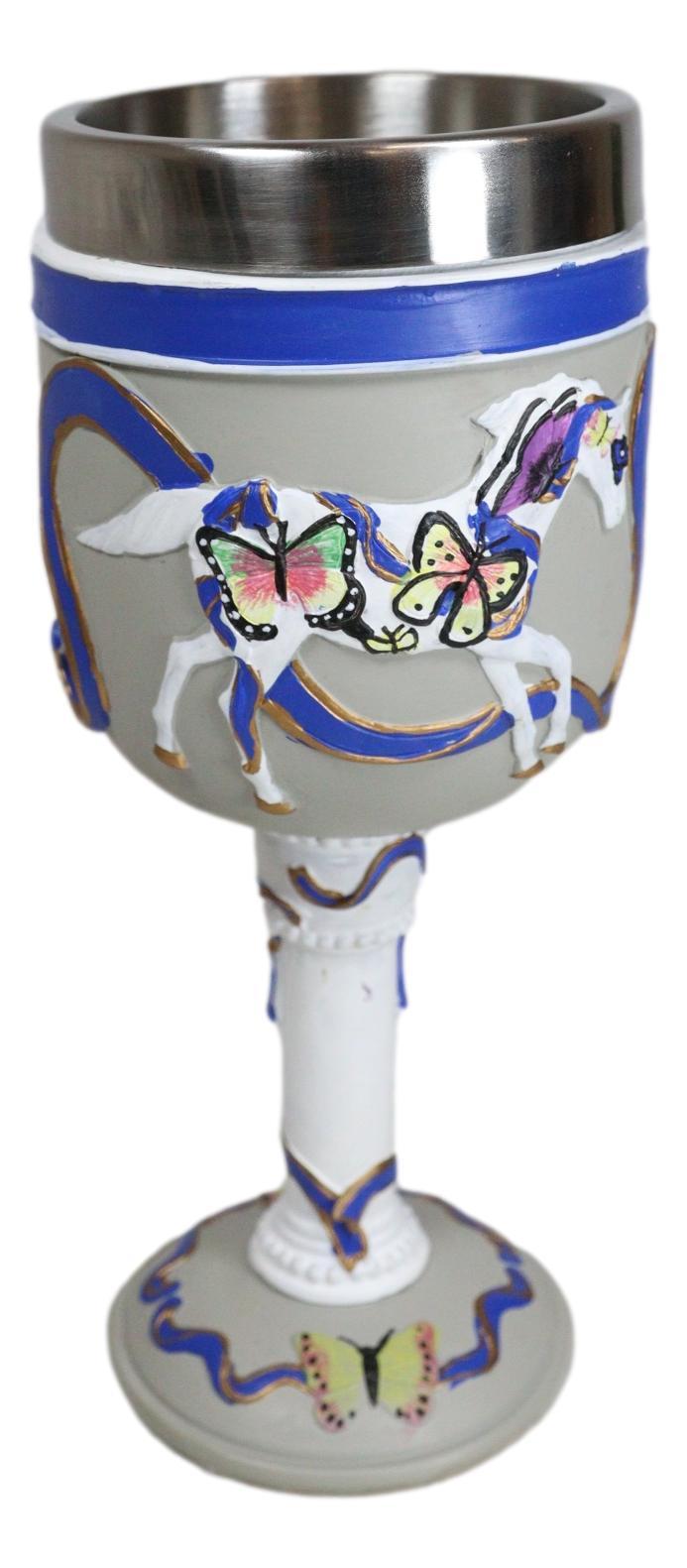 Ebros Gift Trail Of Painted Ponies Earth Angels Pony With Butterflies Horse Wine Goblet