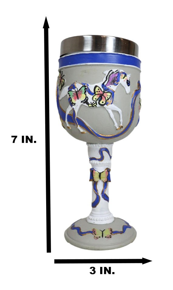 Ebros Gift Trail Of Painted Ponies Earth Angels Pony With Butterflies Horse Wine Goblet