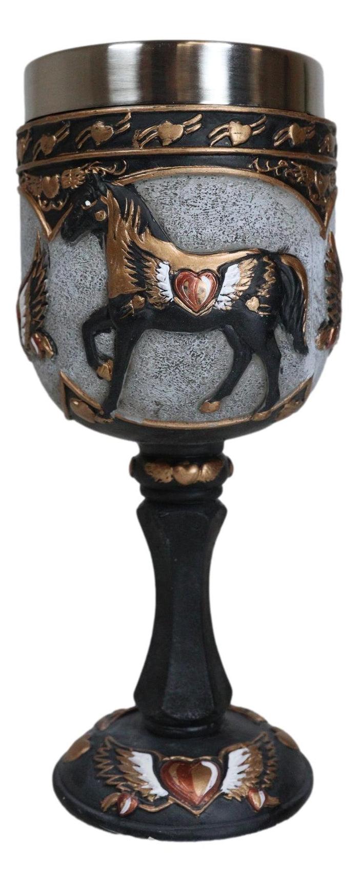 Ebros Gift Trail Of Painted Ponies Heart Of Gold Pony Horse With Winged Heart Wine Goblet