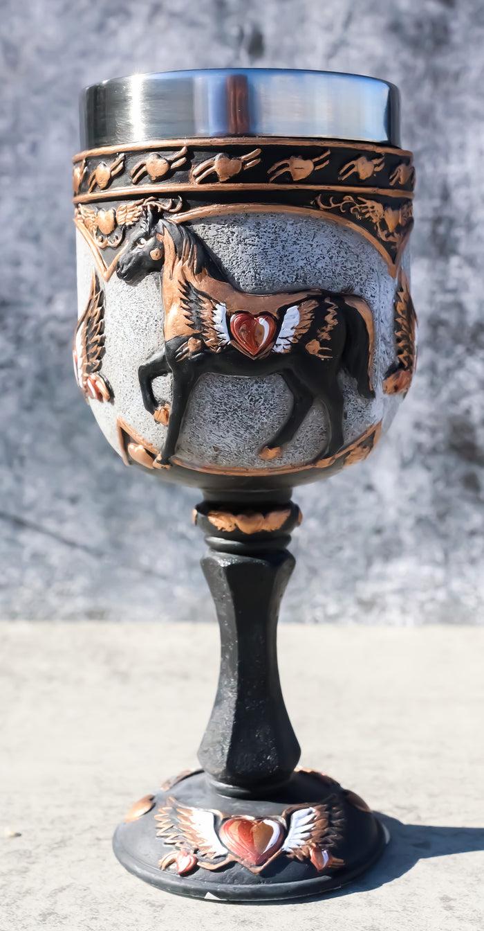 ebros gift Trail Of Painted Ponies Heart Of Gold Pony Horse With Winged Heart Wine Goblet