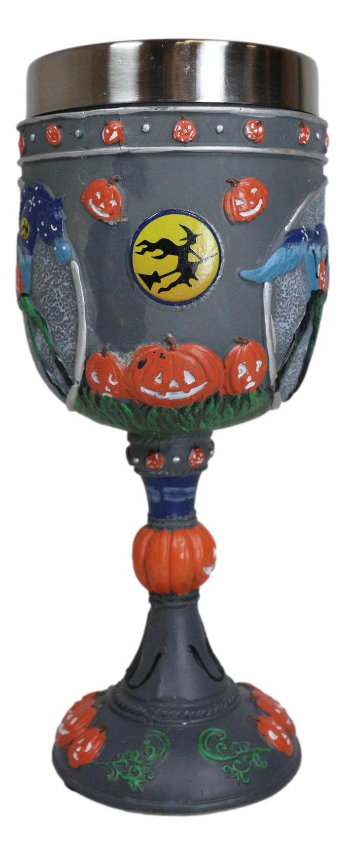 Ebros Gift Trail Of Painted Ponies Pumpkin Patch Halloween Night Sky Horse Wine Goblet