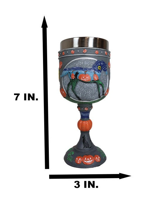 Ebros Gift Trail Of Painted Ponies Pumpkin Patch Halloween Night Sky Horse Wine Goblet
