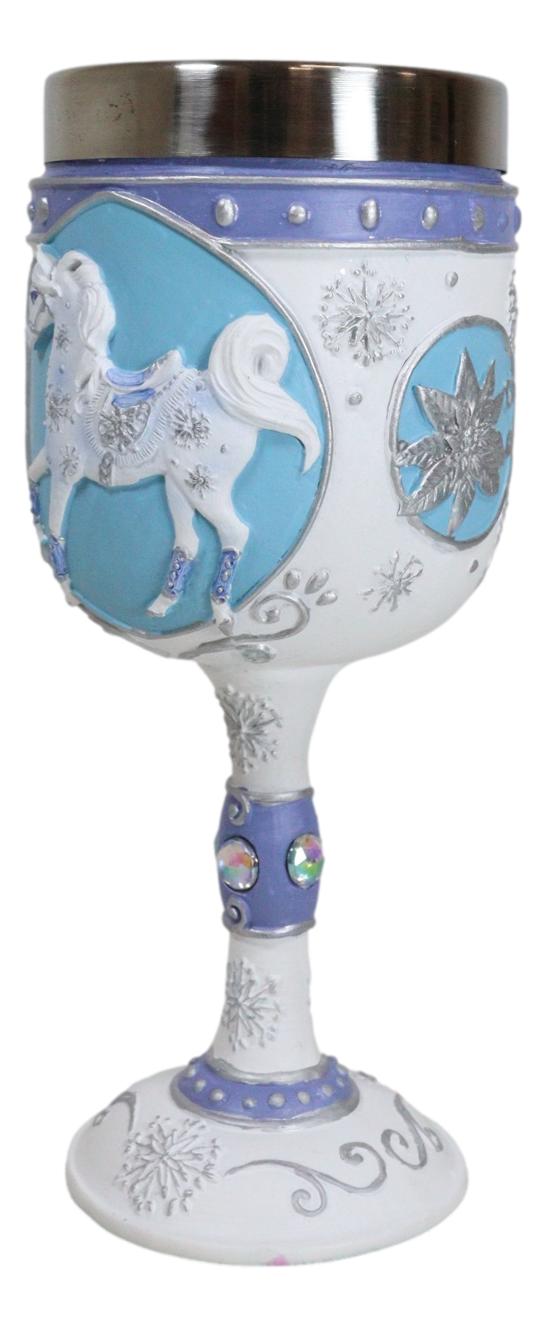 Ebros Gift Trail Of Painted Ponies Snow Crystal Pony With Frost Flakes Horse Wine Goblet
