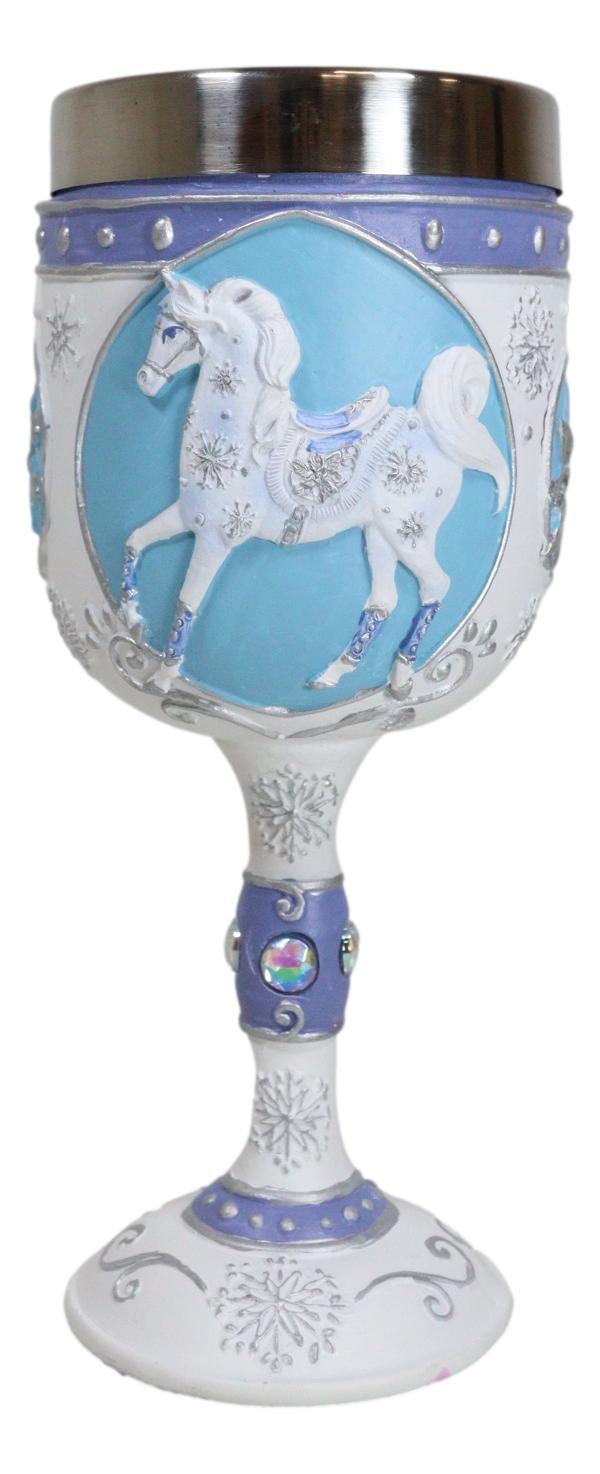 ebros gift Trail Of Painted Ponies Snow Crystal Pony With Frost Flakes Horse Wine Goblet