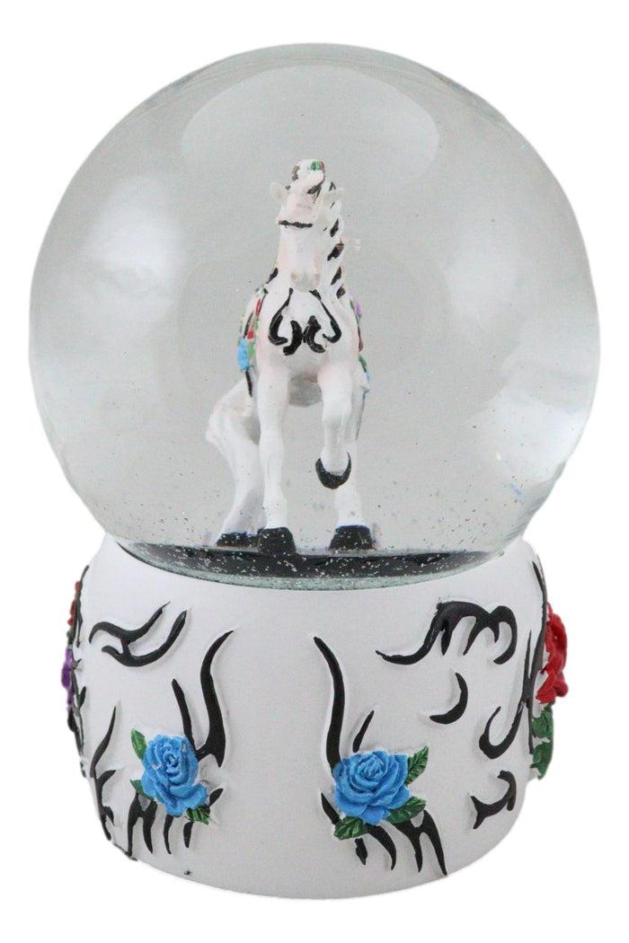 Ebros Gift Trail Of Painted Ponies Western Garden Tribal Rose Horse Glitter Water Globe
