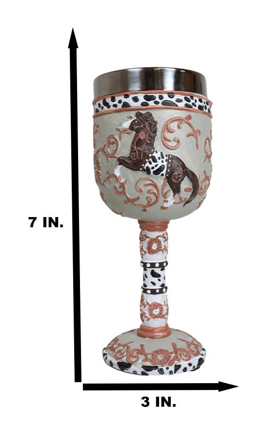 Ebros Gift Trail Of Painted Ponies Western Leather Cowboy Horse Pony Scroll Art Wine Goblet