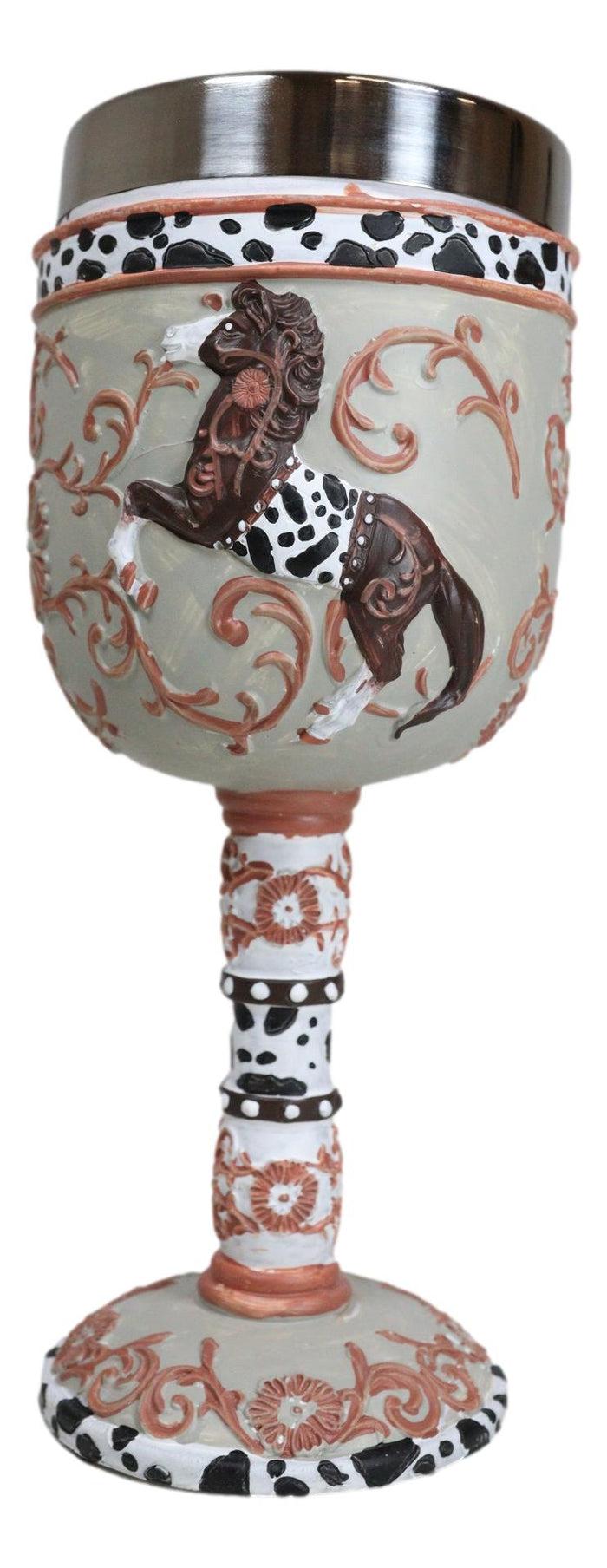 Ebros Gift Trail Of Painted Ponies Western Leather Cowboy Horse Pony Scroll Art Wine Goblet