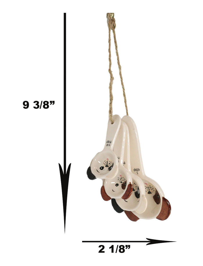 Ebros Gift Tramp Mutt Dog Puppies Face Ceramic Stackable Kitchen Measuring Spoons Set