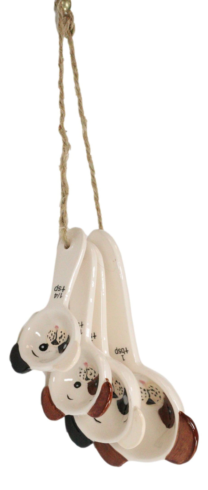 Ebros Gift Tramp Mutt Dog Puppies Face Ceramic Stackable Kitchen Measuring Spoons Set