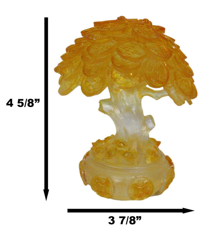 Ebros Gift Translucent Feng Shui Golden Money Prosperity Tree Statue Luck Wealth Talisman