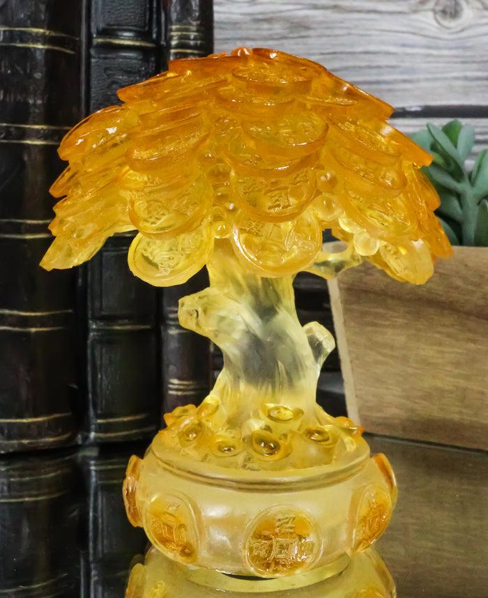 ebros gift Translucent Feng Shui Golden Money Prosperity Tree Statue Luck Wealth Talisman