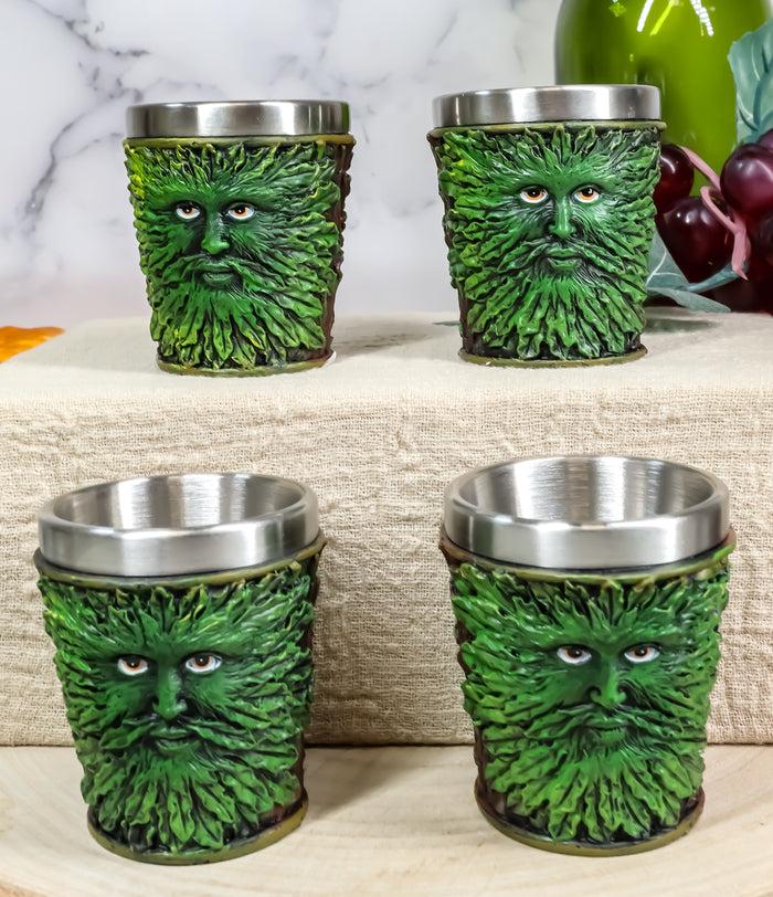 ebros gift Tree Spirit Forest Dryad Foliage Leaf Pattern Greenman 2oz Shot Glasses Set Of 4