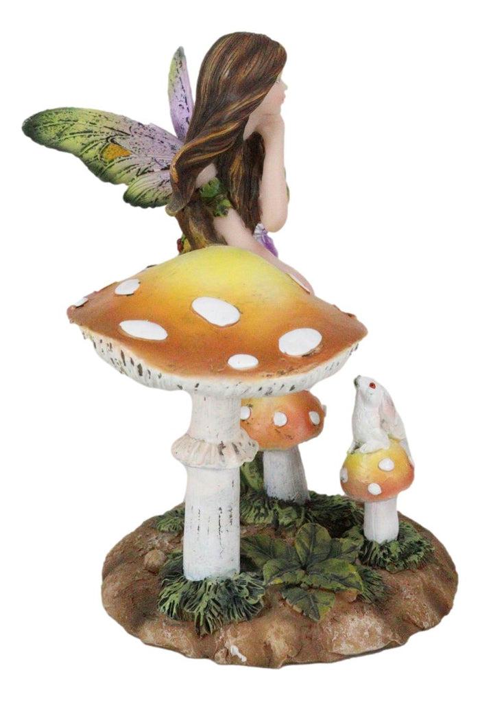 Ebros Gift Tribal Fairy With Purple Potion Gourd And White Rabbit By Mushrooms Figurine