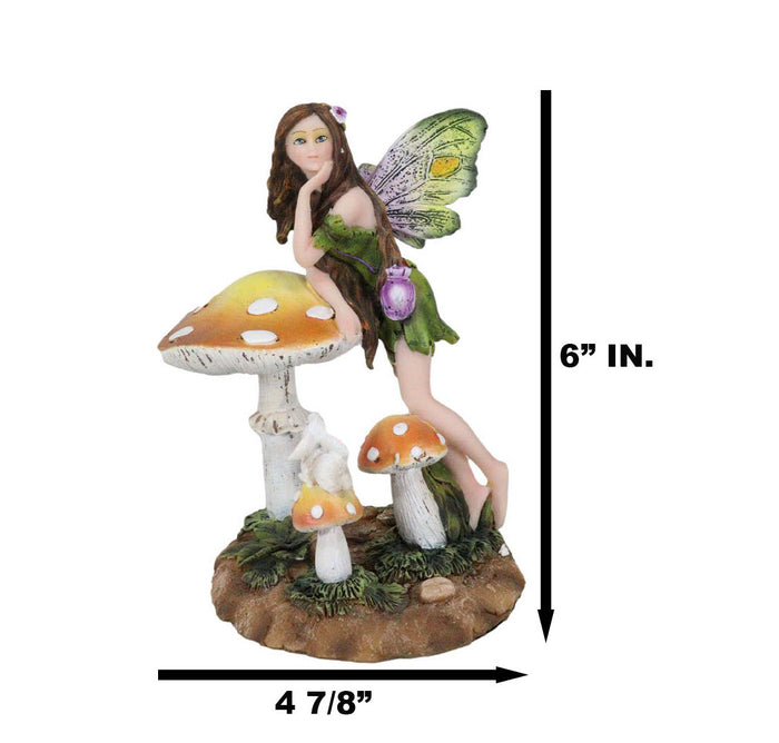Ebros Gift Tribal Fairy With Purple Potion Gourd And White Rabbit By Mushrooms Figurine