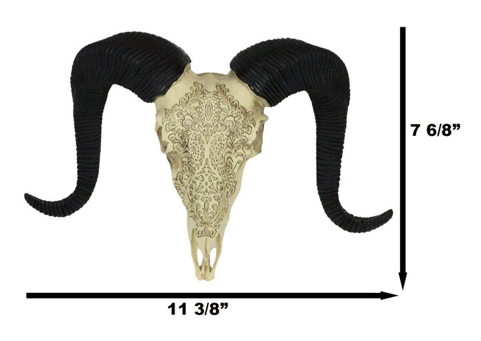 Ebros Gift Tribal Floral Vines Tooled Filigree Corsican Ram Cow Skull Wall Decor Plaque 11"
